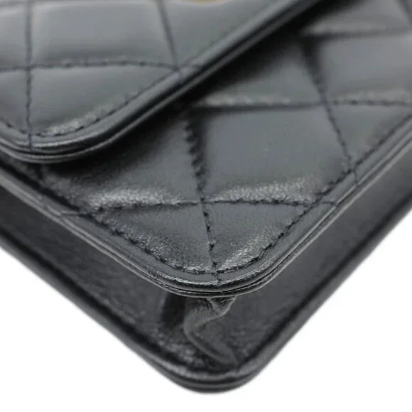 Chanel Ribbon Flap Shiny Lambskin Quilted Leather Belt Bag Black - Picture 8 of 13